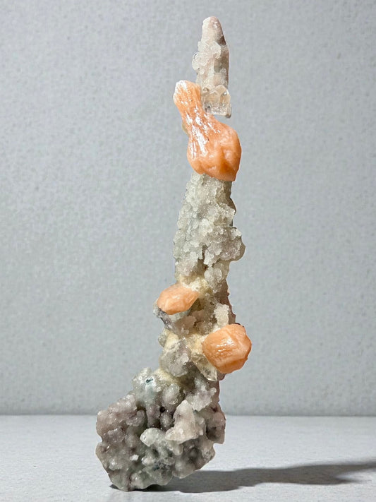 Slender Chalcedony Stalactite with Stilbite & Apophyllite- India | River Walkers Minerals