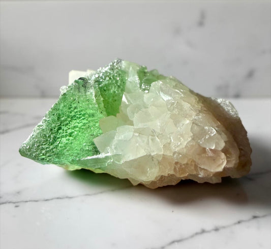 Mini Intertwined Octahedral Fluorite on Quartz- Longyan | River Walkers Minerals