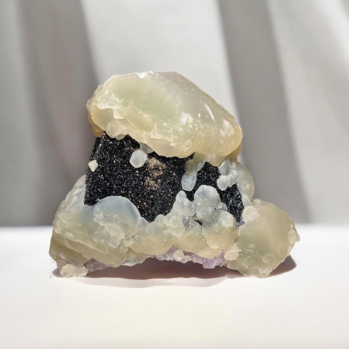 XL Calcite Coated in Amethyst and Druzy Goethite