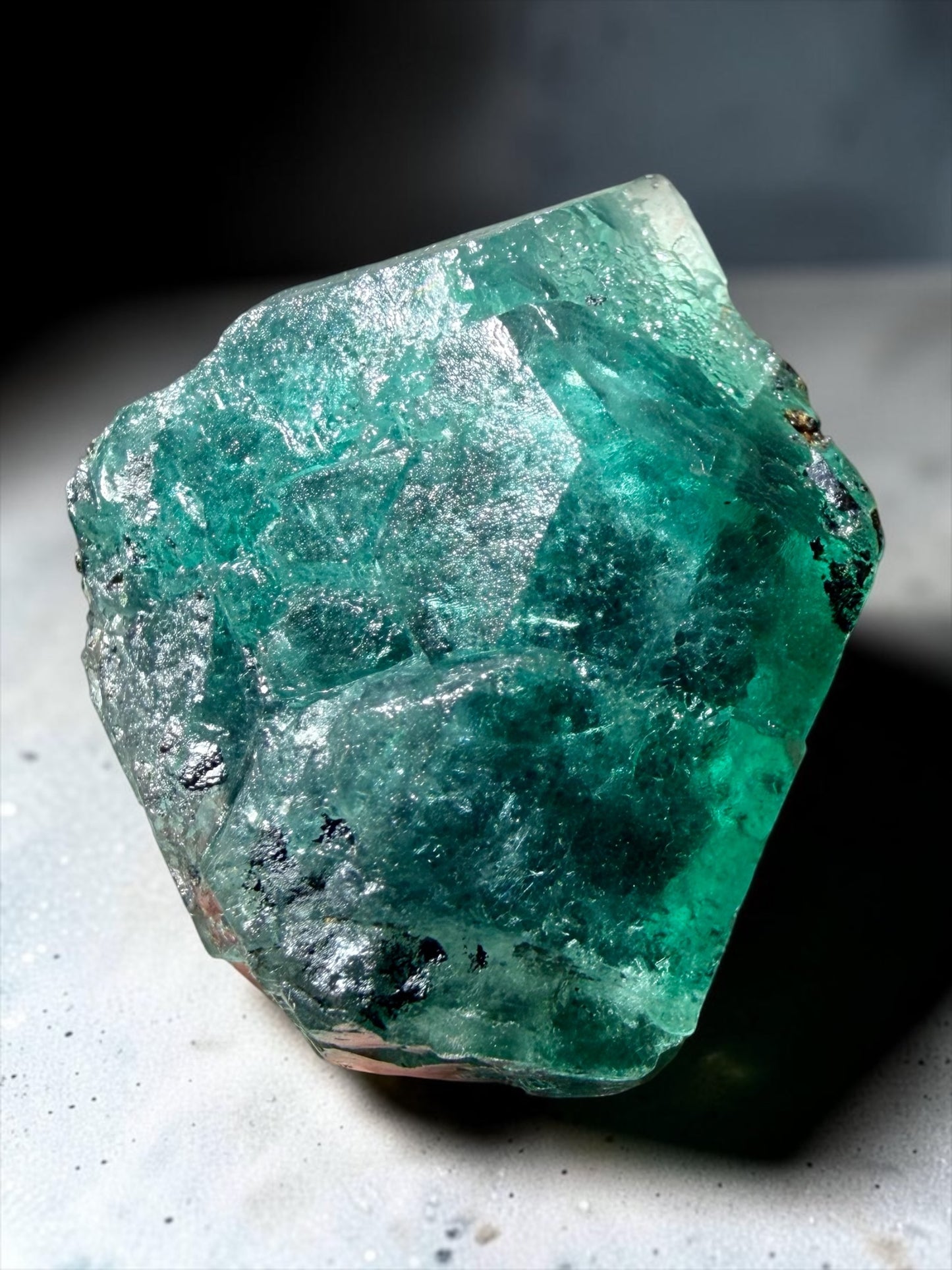 Ocean Blue Dodecahedral Fluorite with Boulangerite inclusions, Galena & Pyrite- Peru | River Walkers Minerals