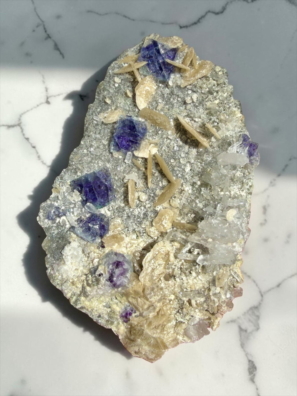 Blue Fluorite with Quartz & Calcite- Yindu Mine | River Walkers Minerals
