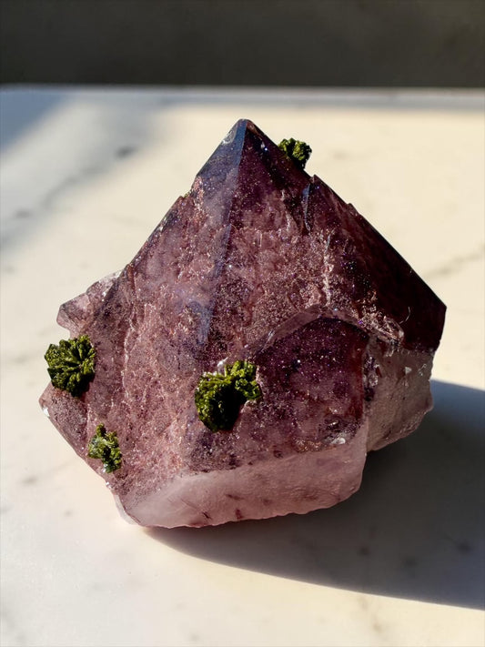 Garden Quartz with Epidote & Sparkly Hematite – Sichuan | River Walkers Minerals