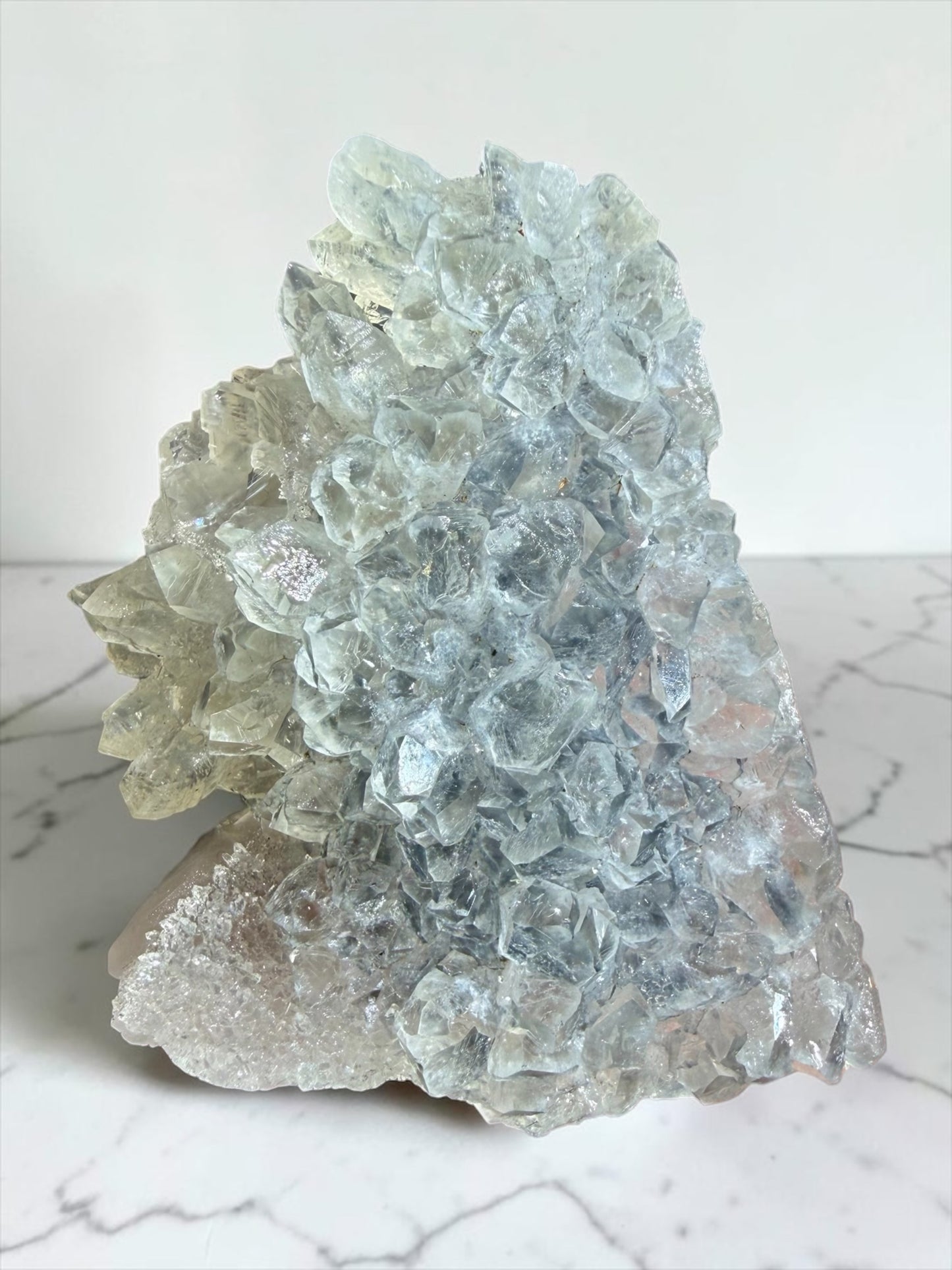 Quartz, Calcite on Blue/Green Agate- Uruguay | River Walkers Minerals