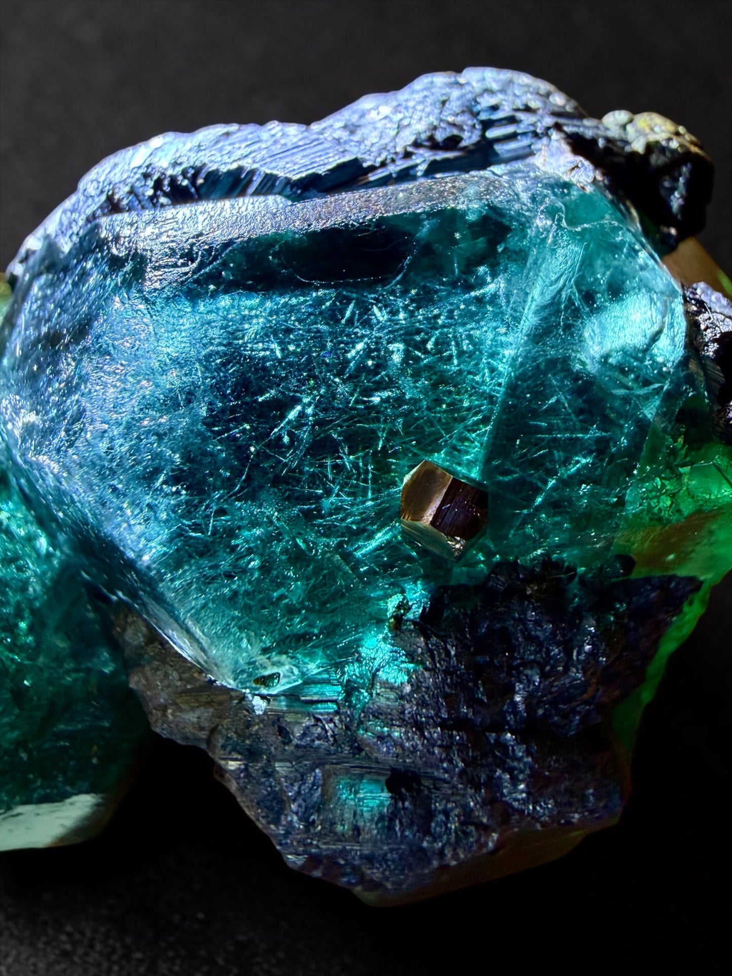 Ocean-Blue Dodecahedral Fluorite with Galena, Geocronite, Pyrite & Boulangerite Inclusions- Peru | River Walkers Minerals