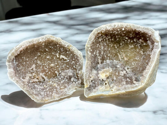 Large Amethyst x Quartz Stalactite Geode with UV Calcite