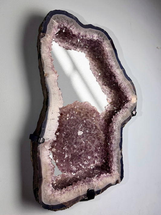XL Amethyst Mirror With Agate & Hematite