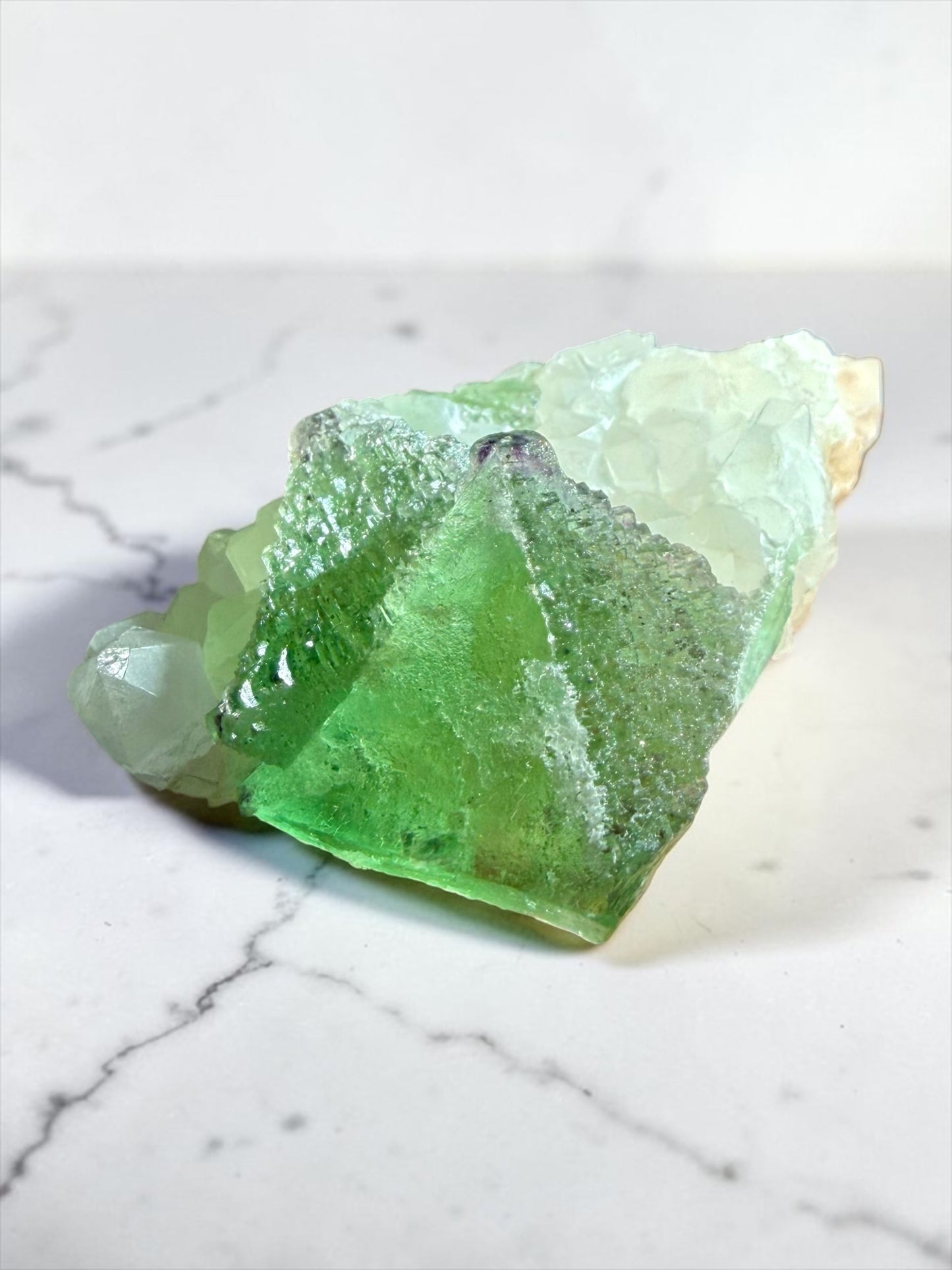 Mini Intertwined Octahedral Fluorite on Quartz- Longyan | River Walkers Minerals