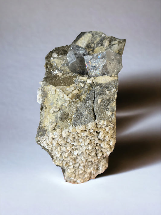 Ace of Diamonds- Herkimers in Dolomite x Pyrite Matrix