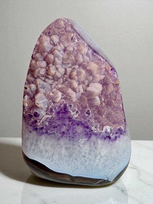 Pink Sugar Amethyst with Quartz & Black Agate - Artigas, Uruguay | River Walkers Minerals