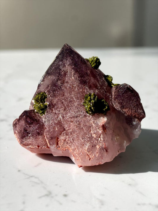 Garden Quartz with Epidote & Sparkly Hematite – Sichuan | River Walkers Minerals