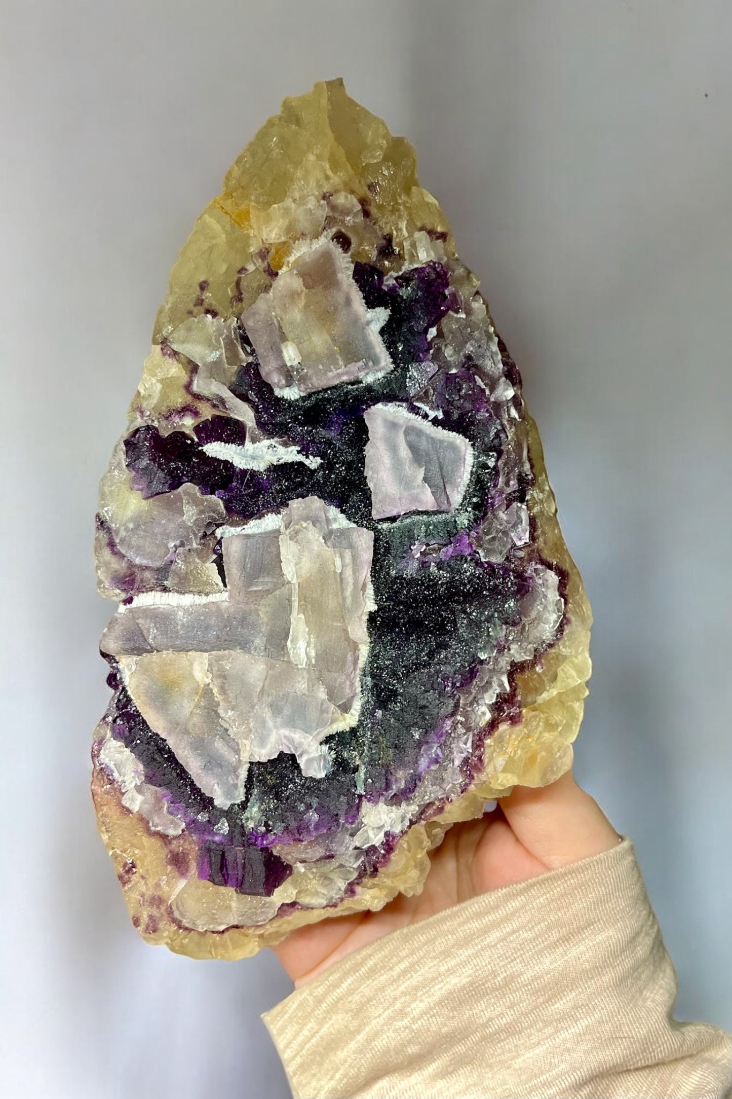 Gemmy Octahedral Fluorite With Pink Phantoms- 3 Generational Growths