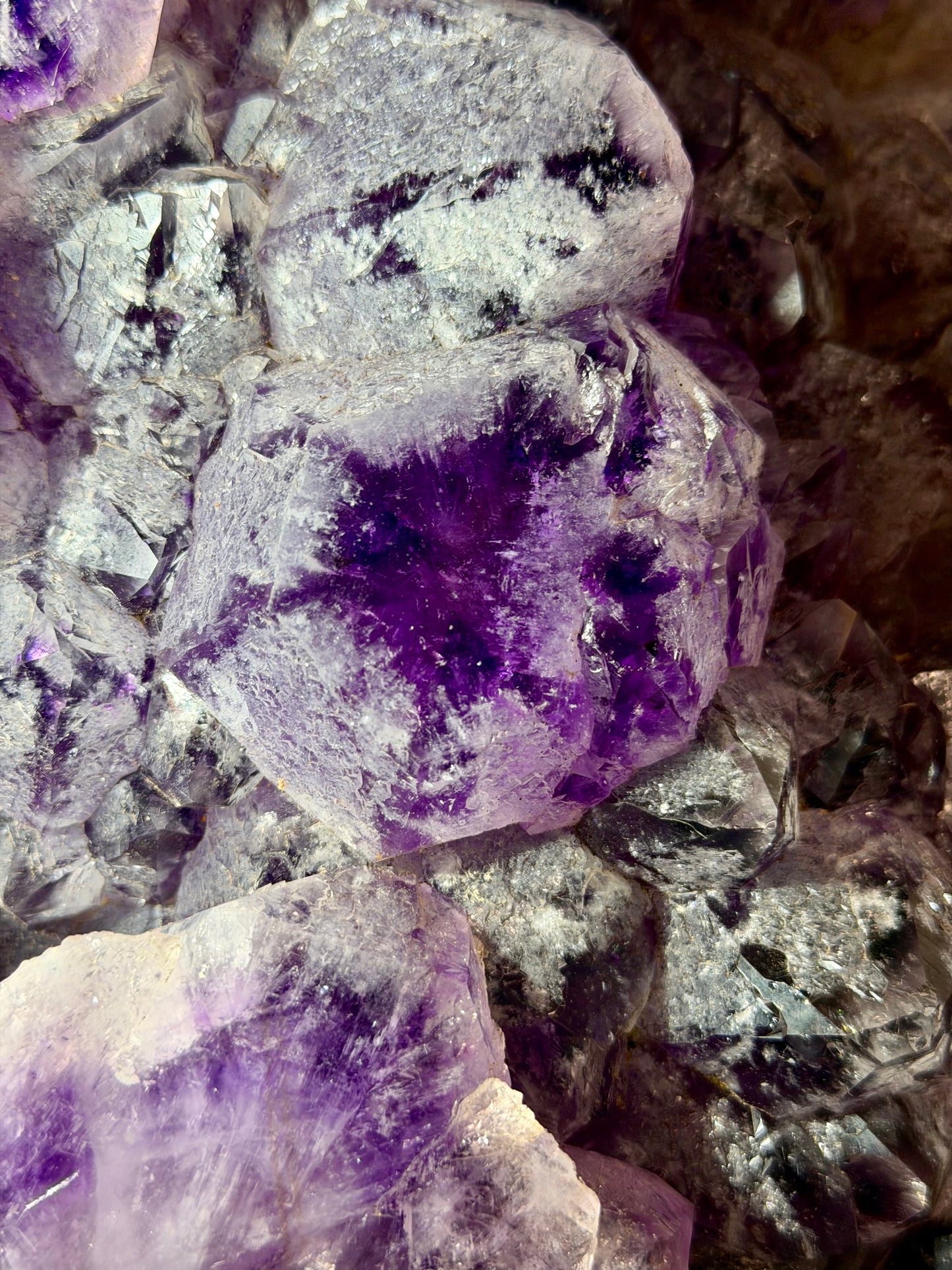 Trapiche Amethyst Statement Piece With Druzy Calcite- Brazil | River Walkers Minerals