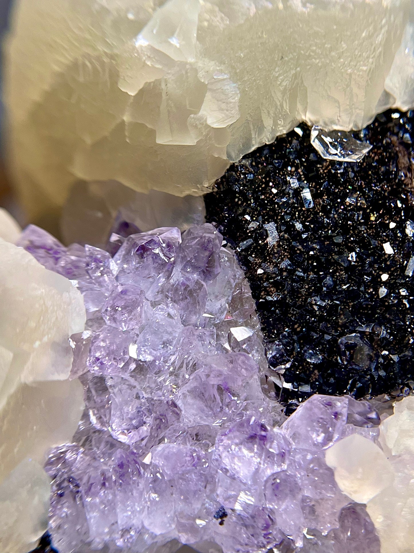 XL Calcite Coated in Amethyst and Druzy Goethite