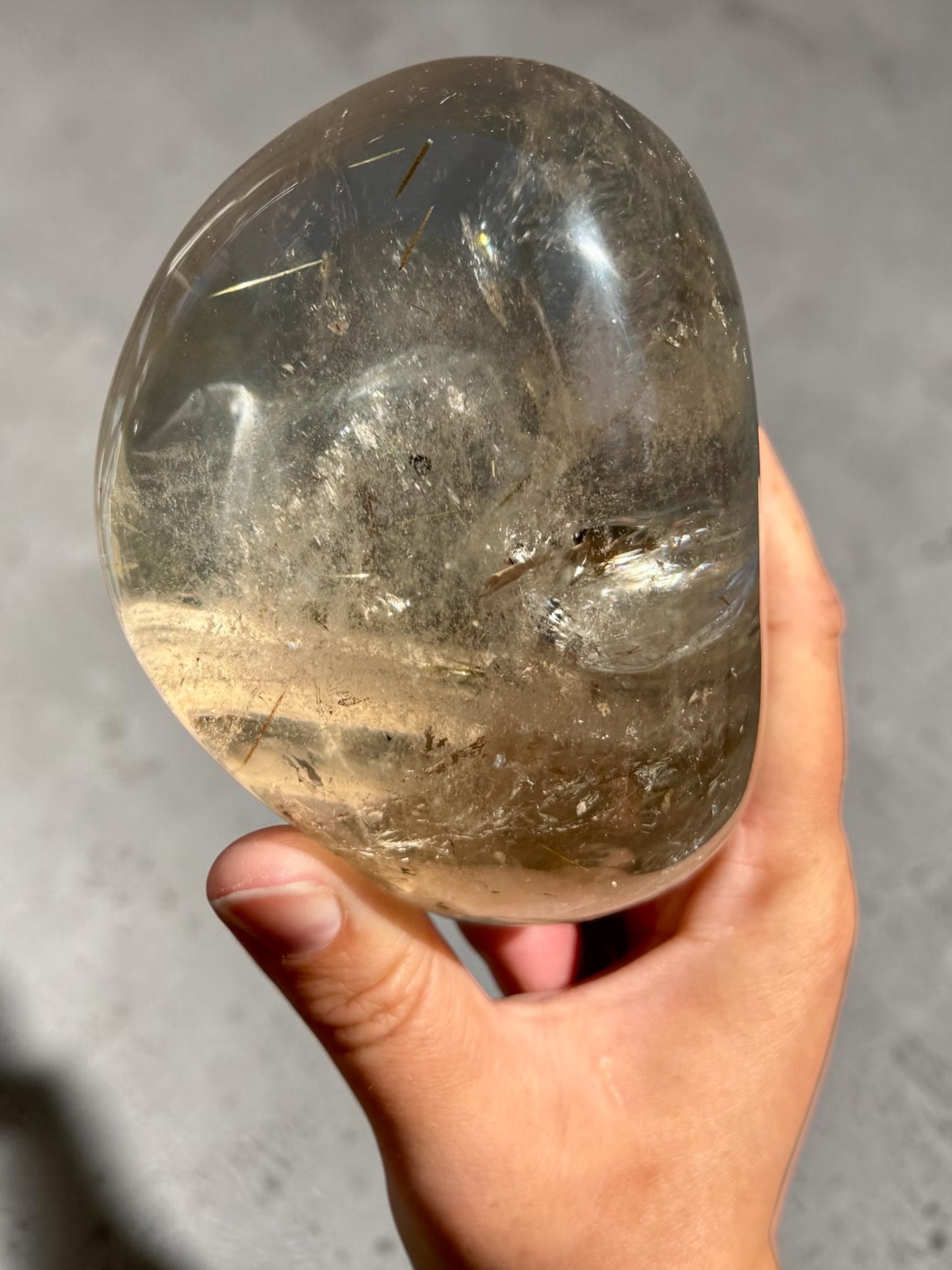 Golden Rutile Smoky Quartz Lens- Brazil | River Walkers Minerals