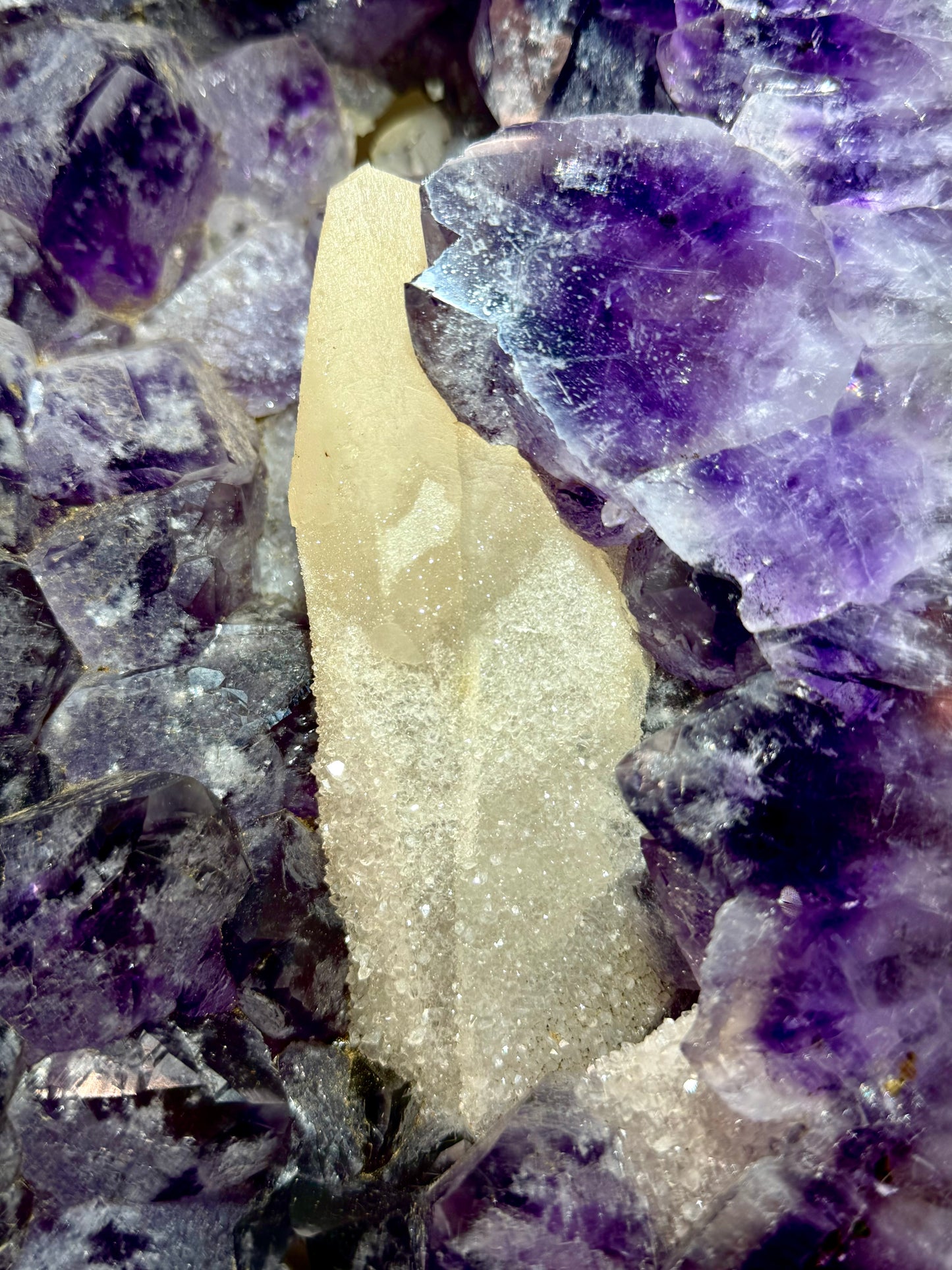 Trapiche Amethyst Statement Piece With Druzy Calcite- Brazil | River Walkers Minerals