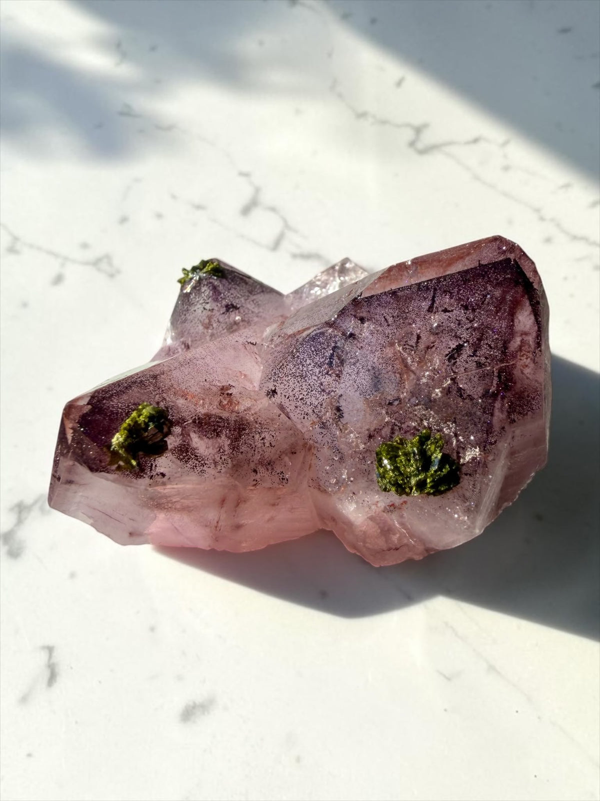 Garden Quartz with Epidote & Sparkly Hematite – Sichuan | River Walkers Minerals