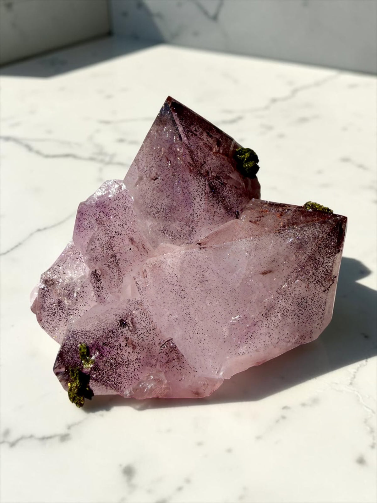 Garden Quartz with Epidote & Sparkly Hematite – Sichuan | River Walkers Minerals