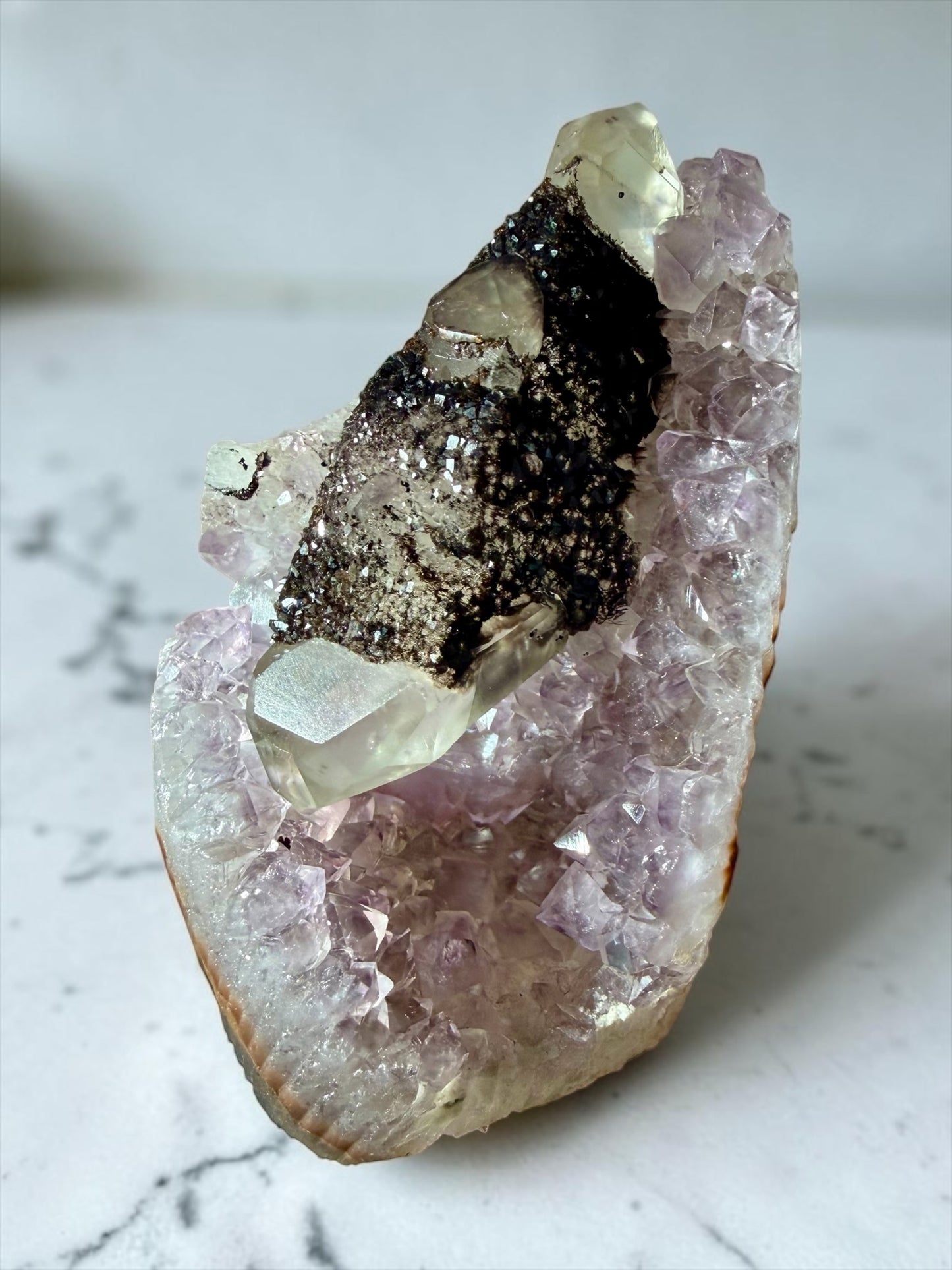 Gemmy Calcite with Goethite and Amethyst- Uruguay | River Walkers Minerals