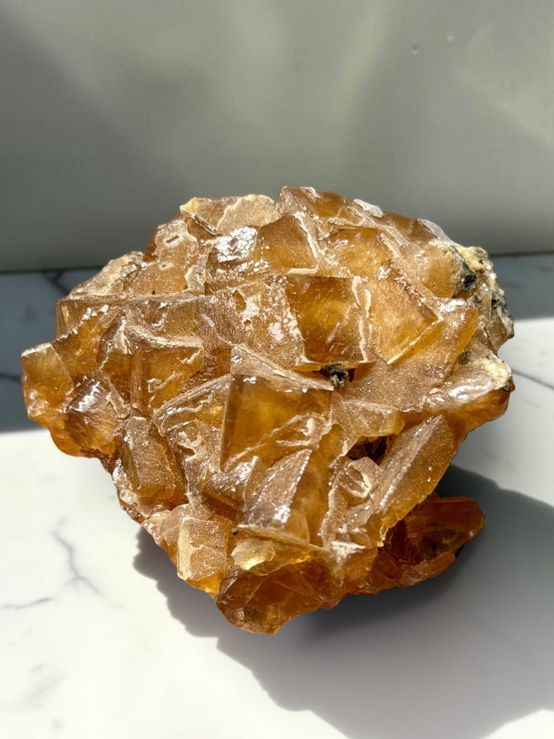 Honey Calcite with Druzy Quartz- India | River Walkers Minerals