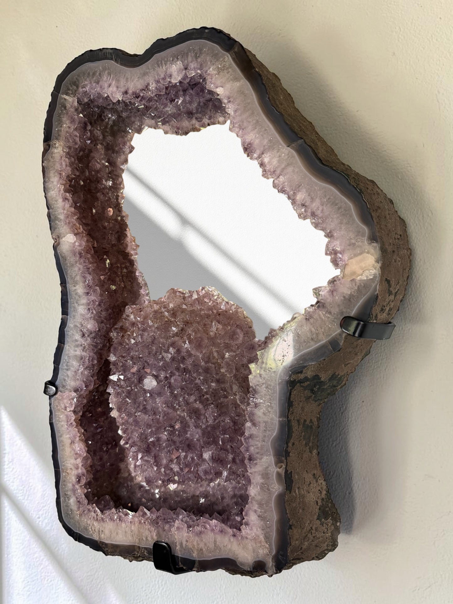 XL Amethyst Mirror With Agate & Hematite
