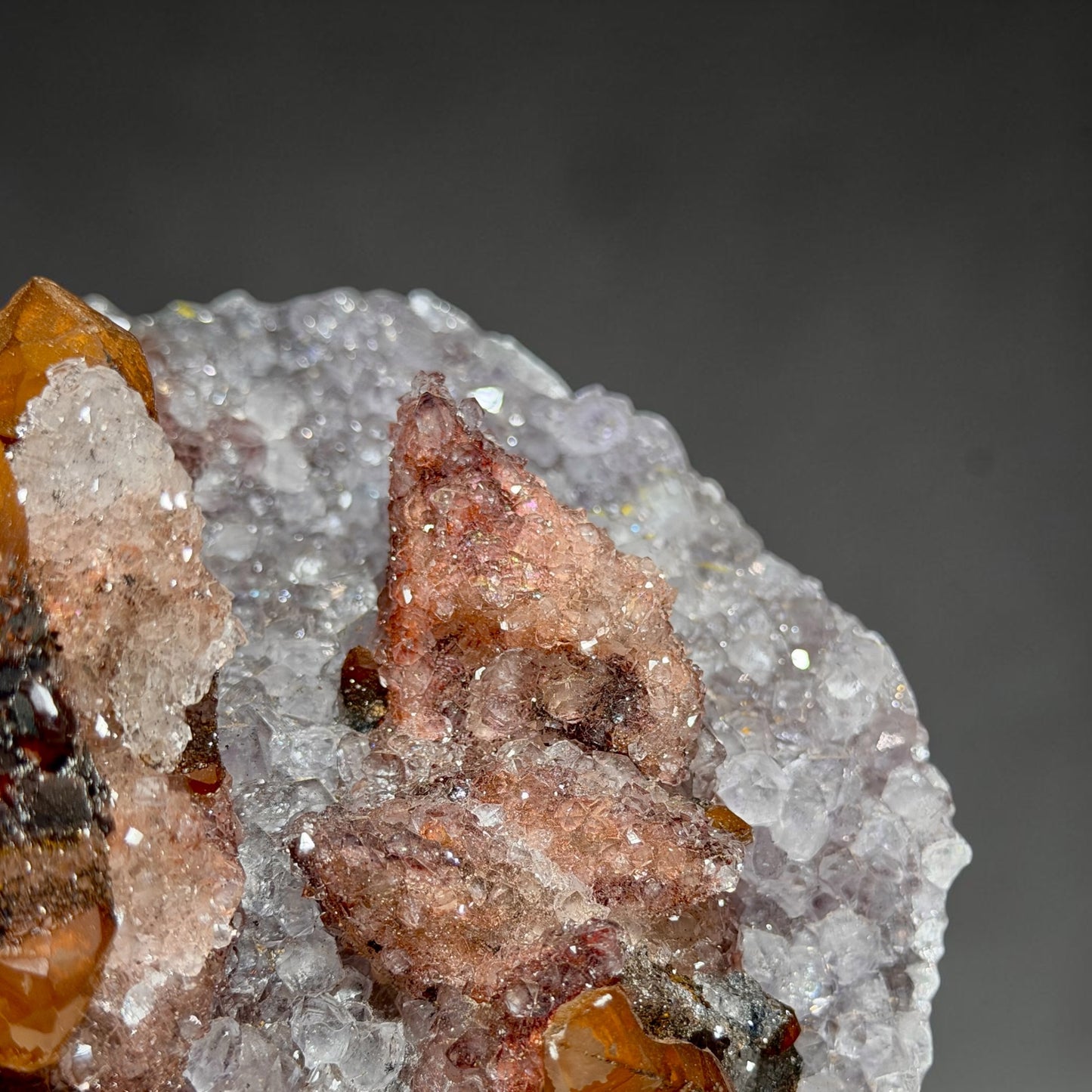 Druzy Pink & Orange Calcite With Goethite- Uruguay | River Walkers Minerals
