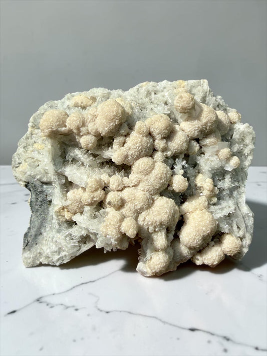 Dolomite on Quartz & UV Calcite- Yaoganxian | River Walkers Minerals