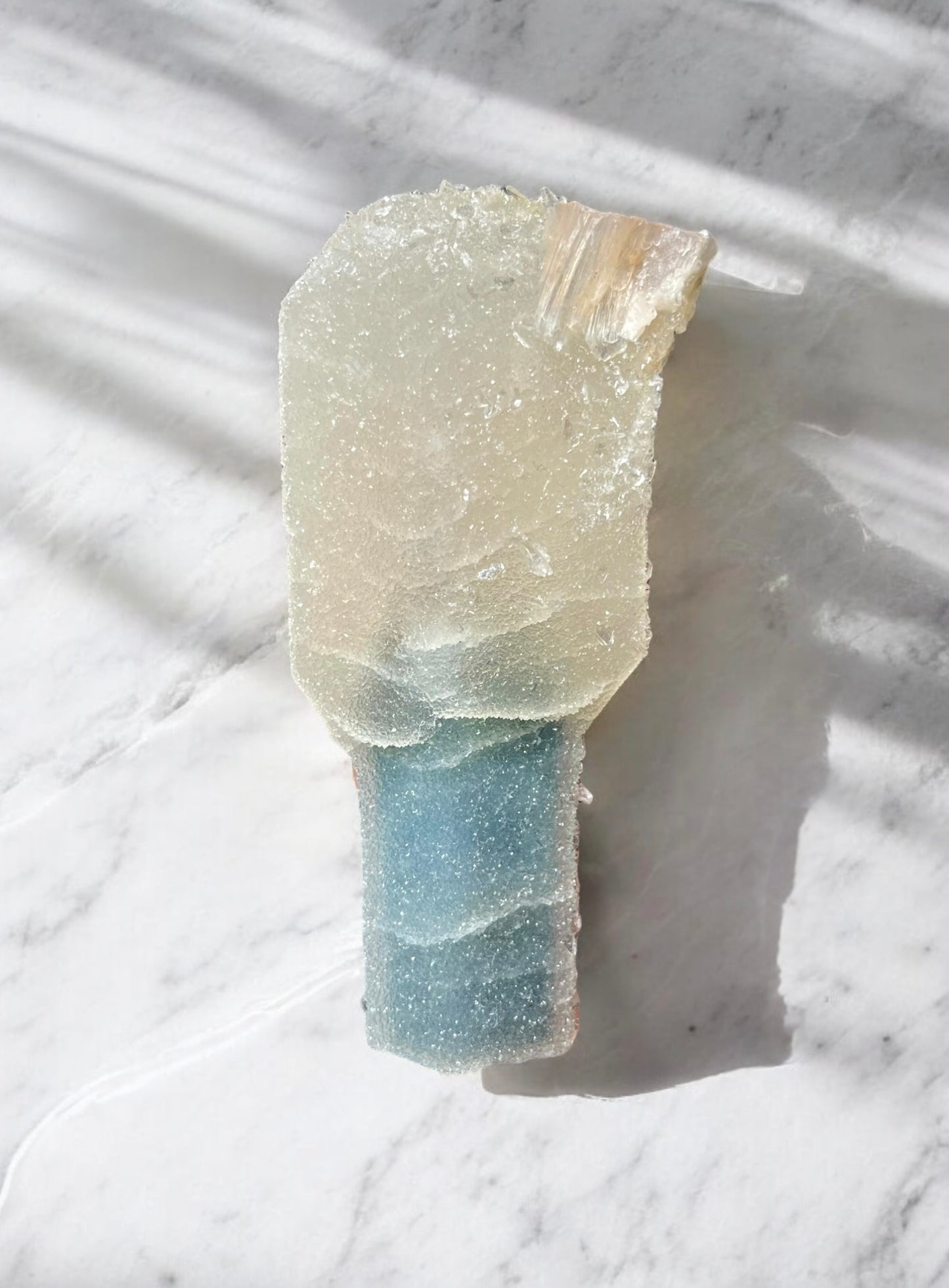 RARE Selenite Scepter Covered In Chalcedony x Stilbite