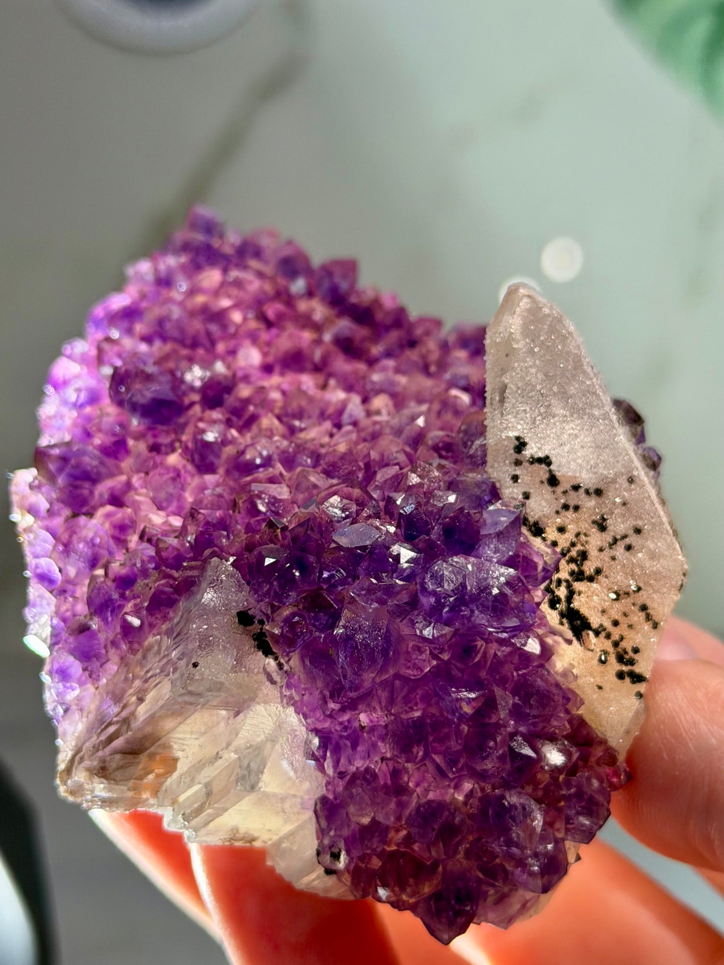 Amethyst With Calcite And Goethite