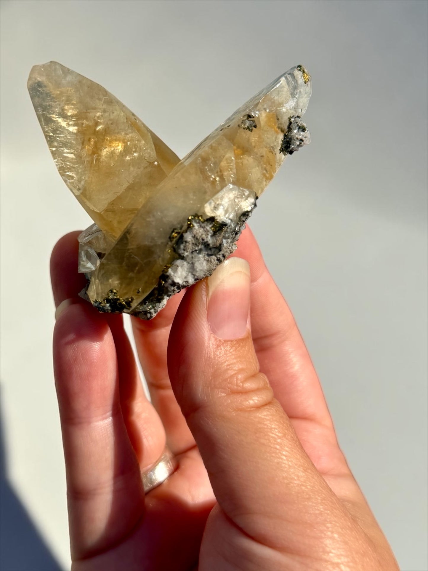 Gemmy Double Calcite with Chalcopyrite- Casteel Mine | River Walkers Minerals