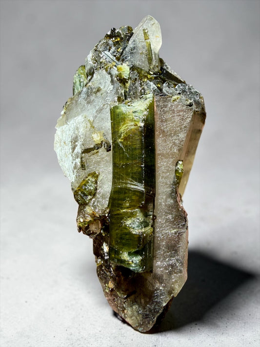 Quartz with Blue-Cored Green Tournaline- Minas Gerais | River Walkers Minerals