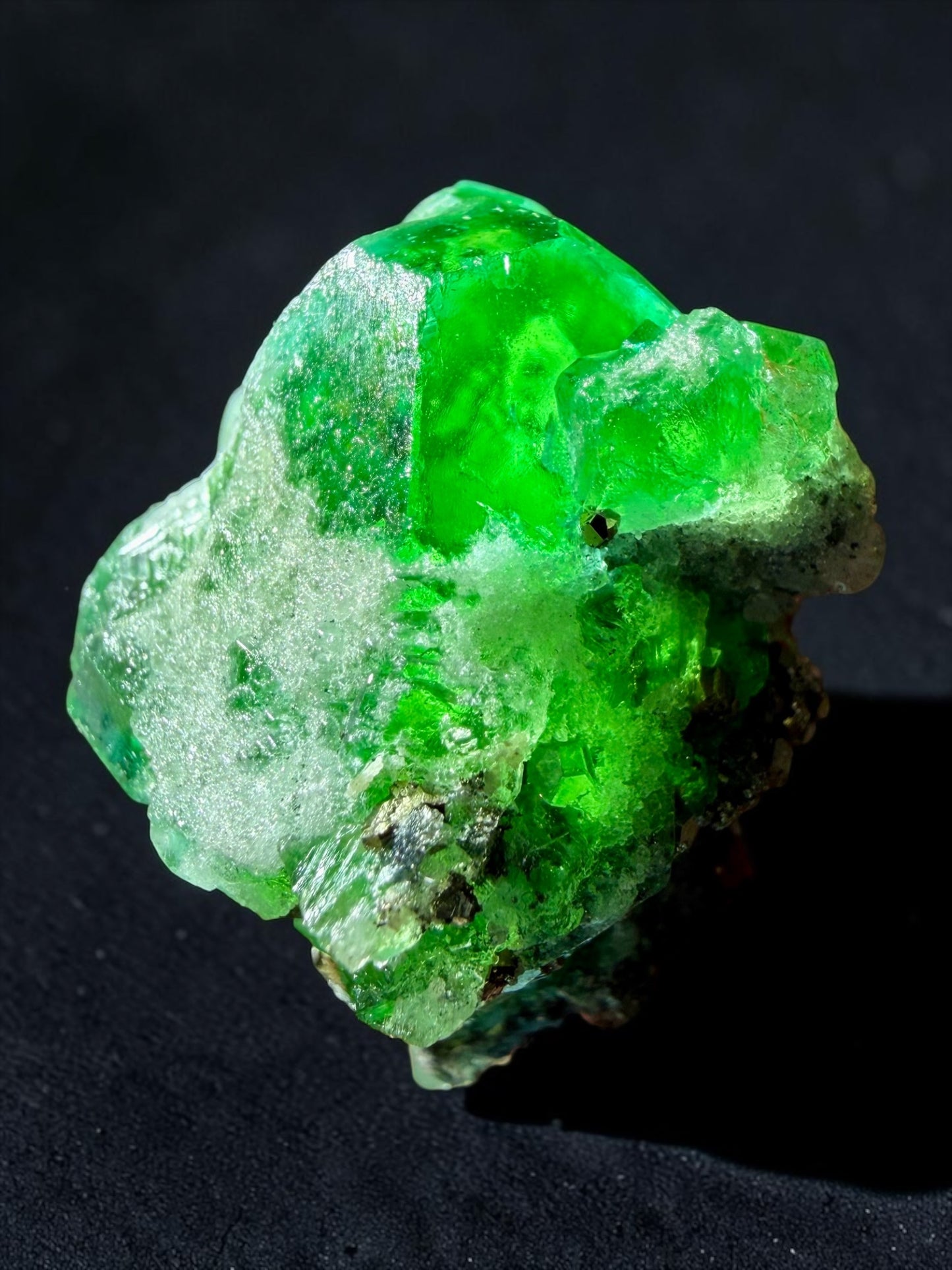 Gemmy Twinned Octahedral Fluorite with Pyrite- Peru | River Walkers Minerals
