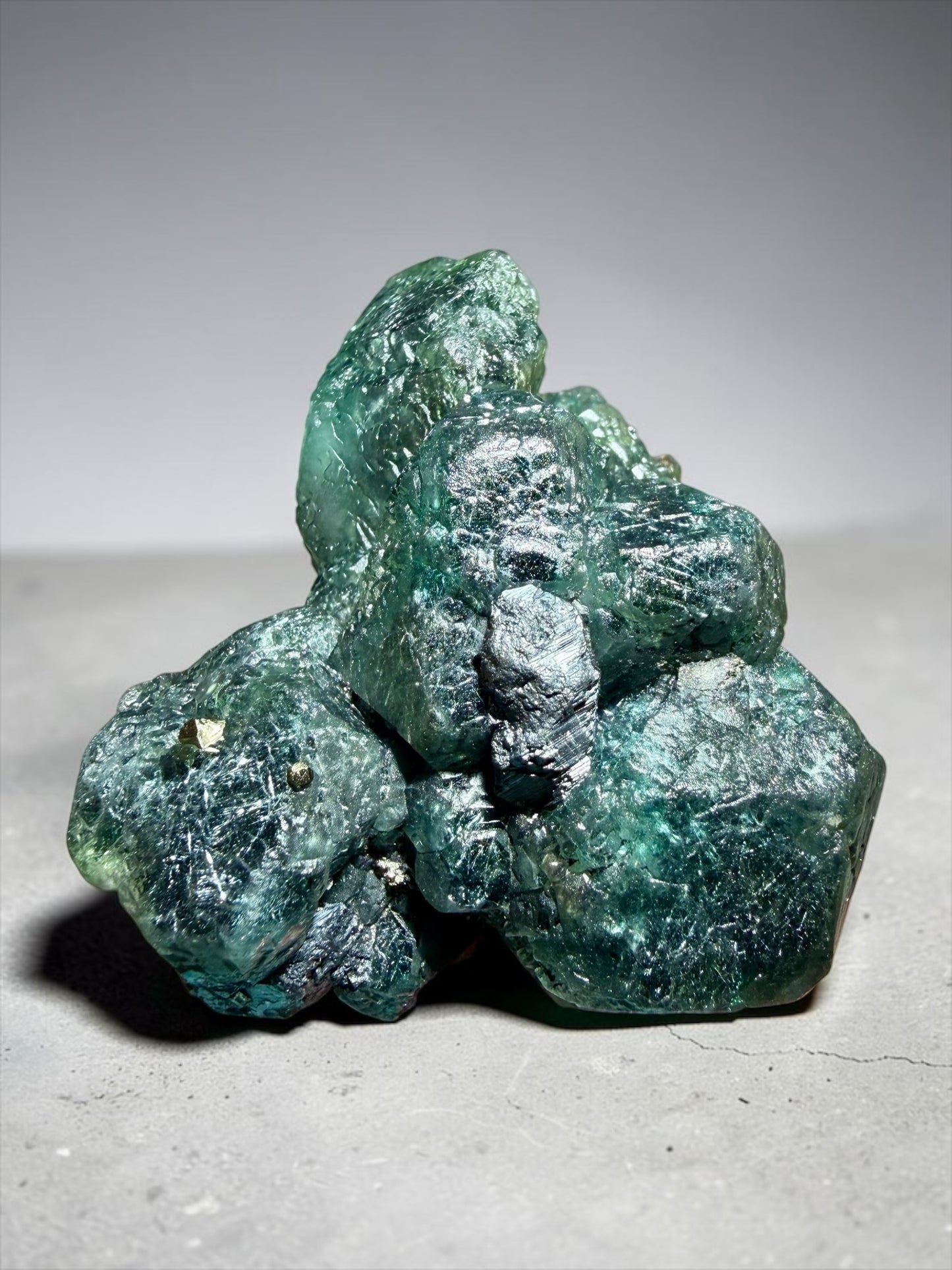Dodecahedron Fluorite Floater with Boulangerite Inclusions, Pyrite & Galena- Peru | River Walkers Minerals
