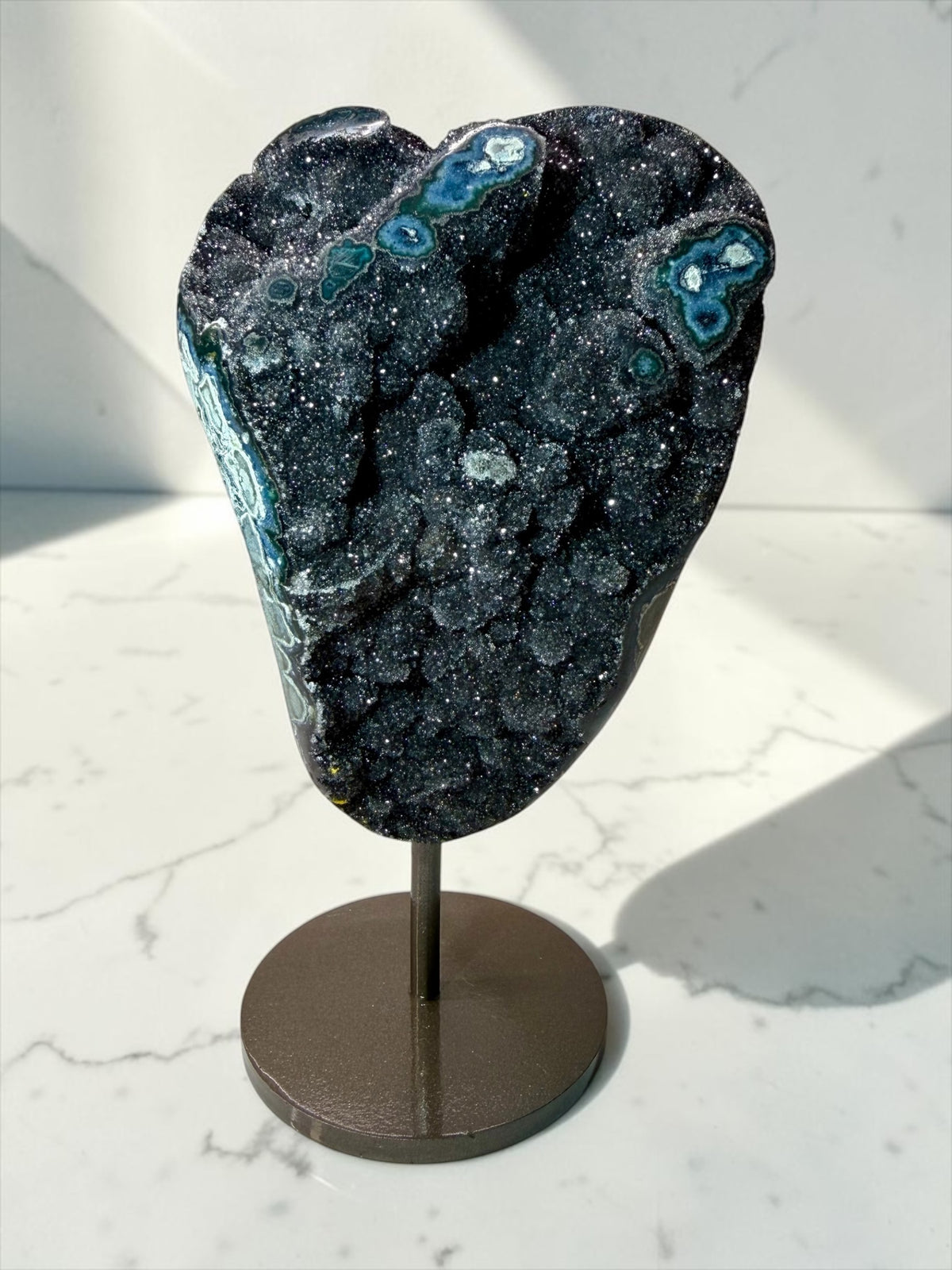 Druzy Black Amethyst With Blue & Green Agate- Uruguay | River Walkers Minerals