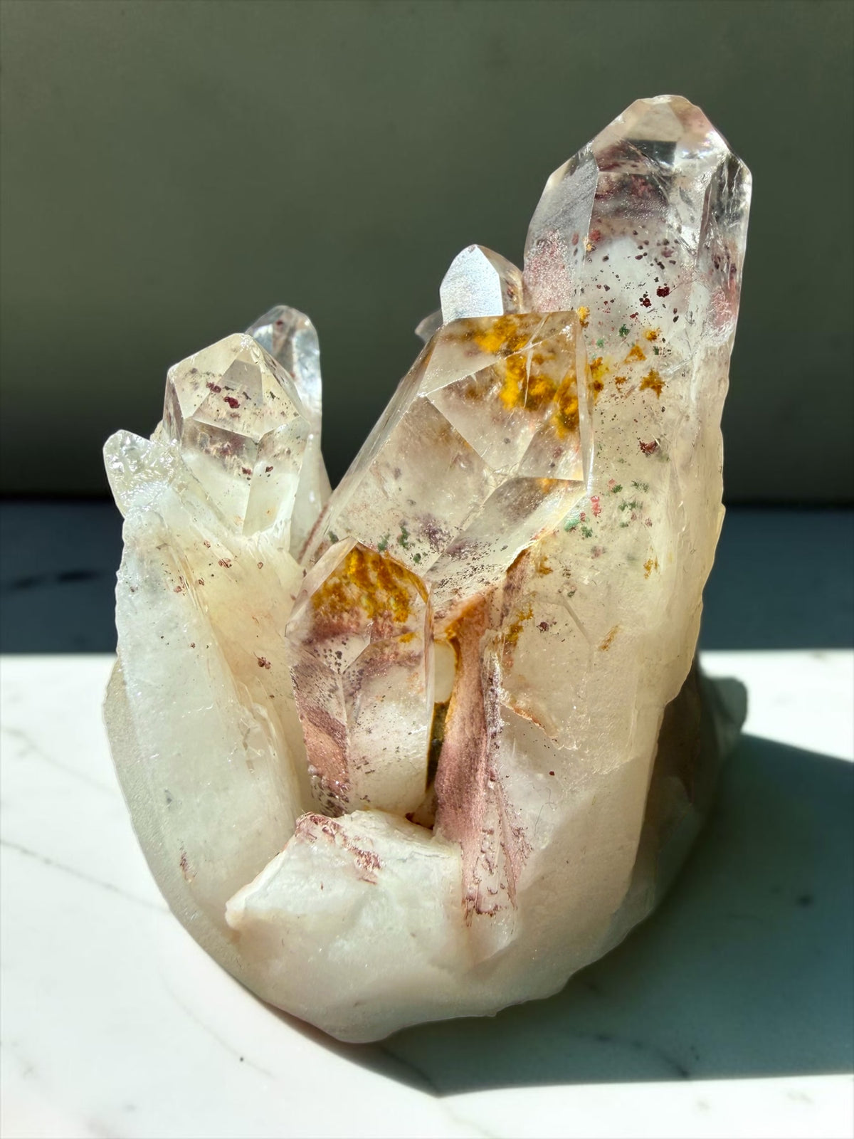 Wild Included Quartz- Hematite, Chlorite, & Goethite “Sunset” Phantom- India | River Walkers Minerals