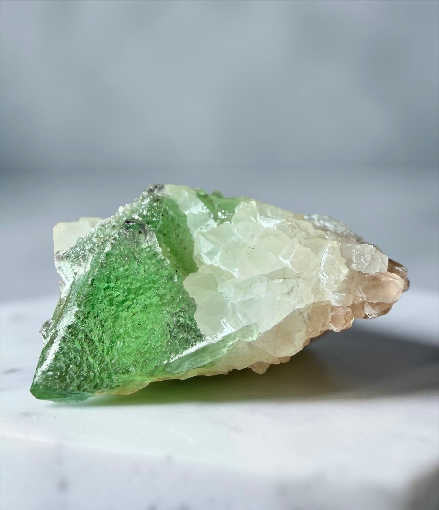 Mini Intertwined Octahedral Fluorite on Quartz- Longyan | River Walkers Minerals