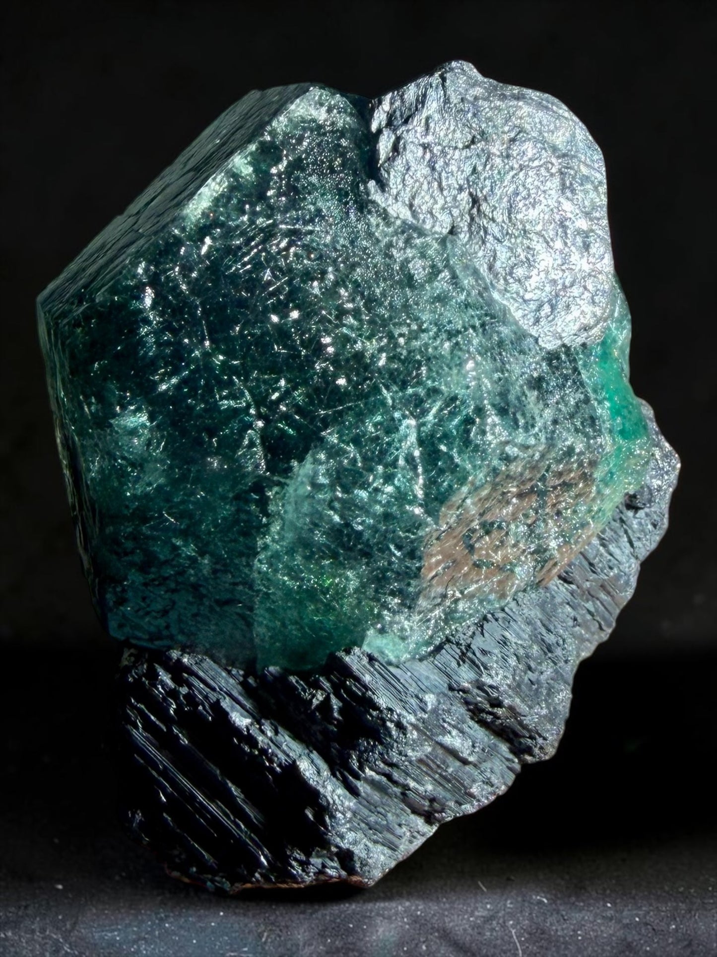 Aesthetic Single Blue Fluorite on Galena with Boulangerite Inclusions- Peru | River Walkers Minerals