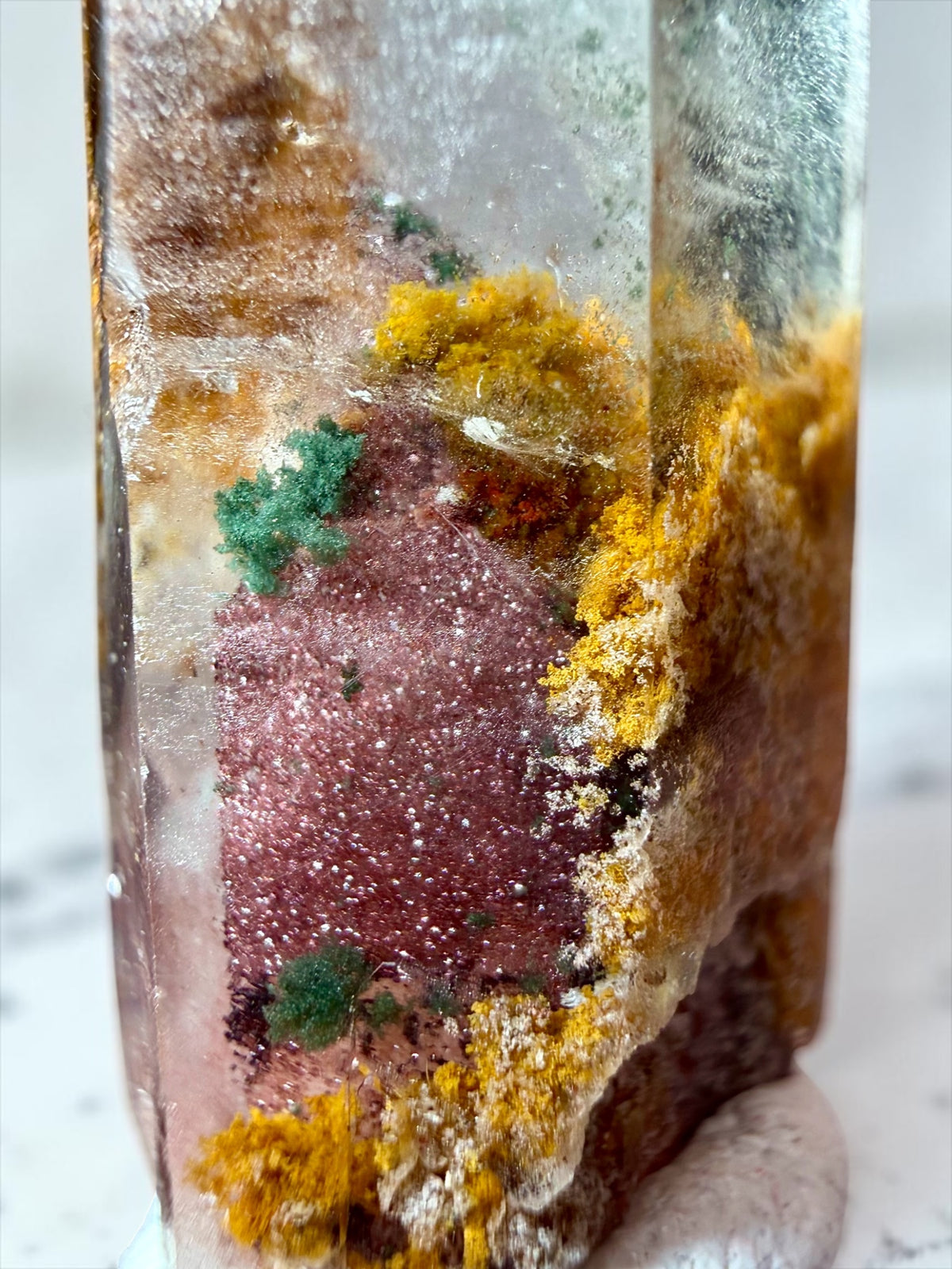 Hematite, Goethite & Chlorite “Sunset” Phantom Quartz with Internal Quartz Point & Record Keeper- India | River Walkers Minerals