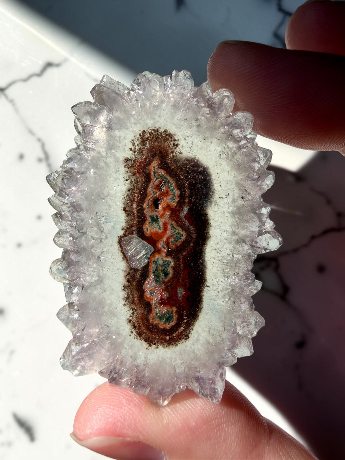 Special Stalactite Slice with Red & Brown Core- Uruguay | River Walkers Minerals