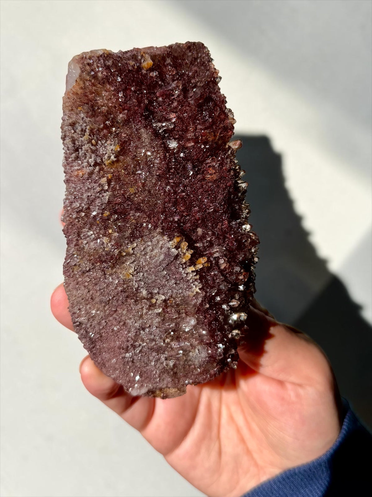 Rich Red Hematite “Sunset” Phantom Quartz Double-Sided Cluster- India | River Walkers Minerals