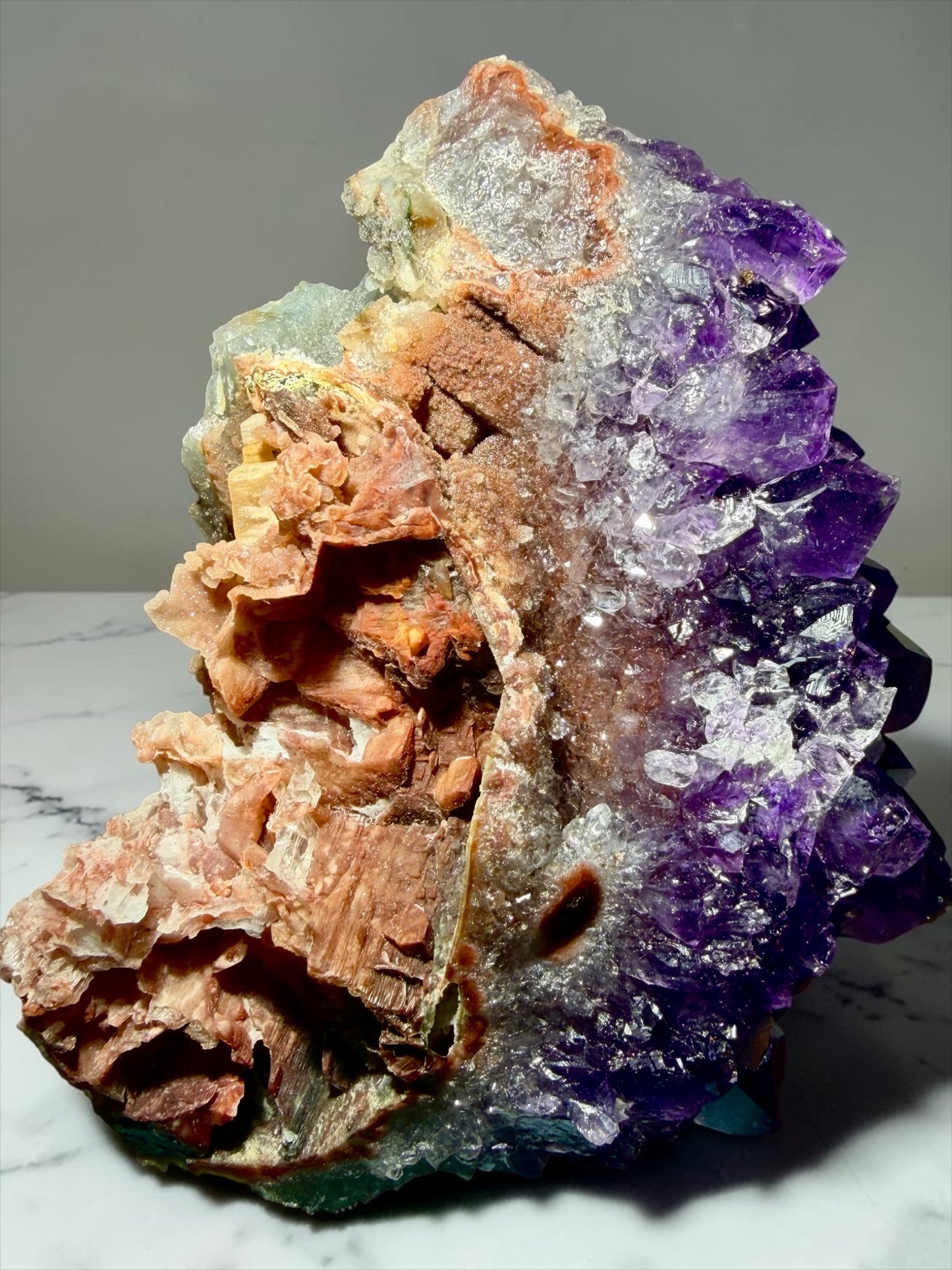 Grape Jelly Amethyst on Druzy Calcite Casts