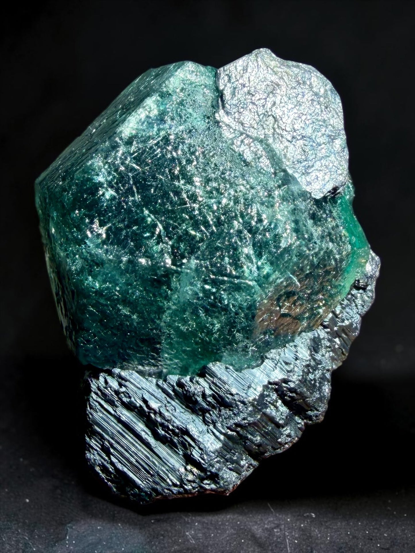 Aesthetic Single Blue Fluorite on Galena with Boulangerite Inclusions- Peru | River Walkers Minerals