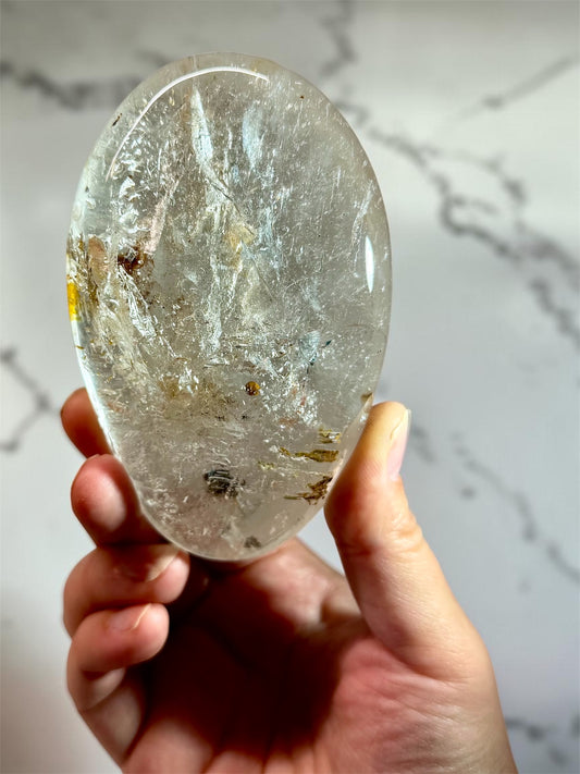 Large Enhydro Quartz With Impressive Golden Bubble- Madagascar | River Walkers Minerals