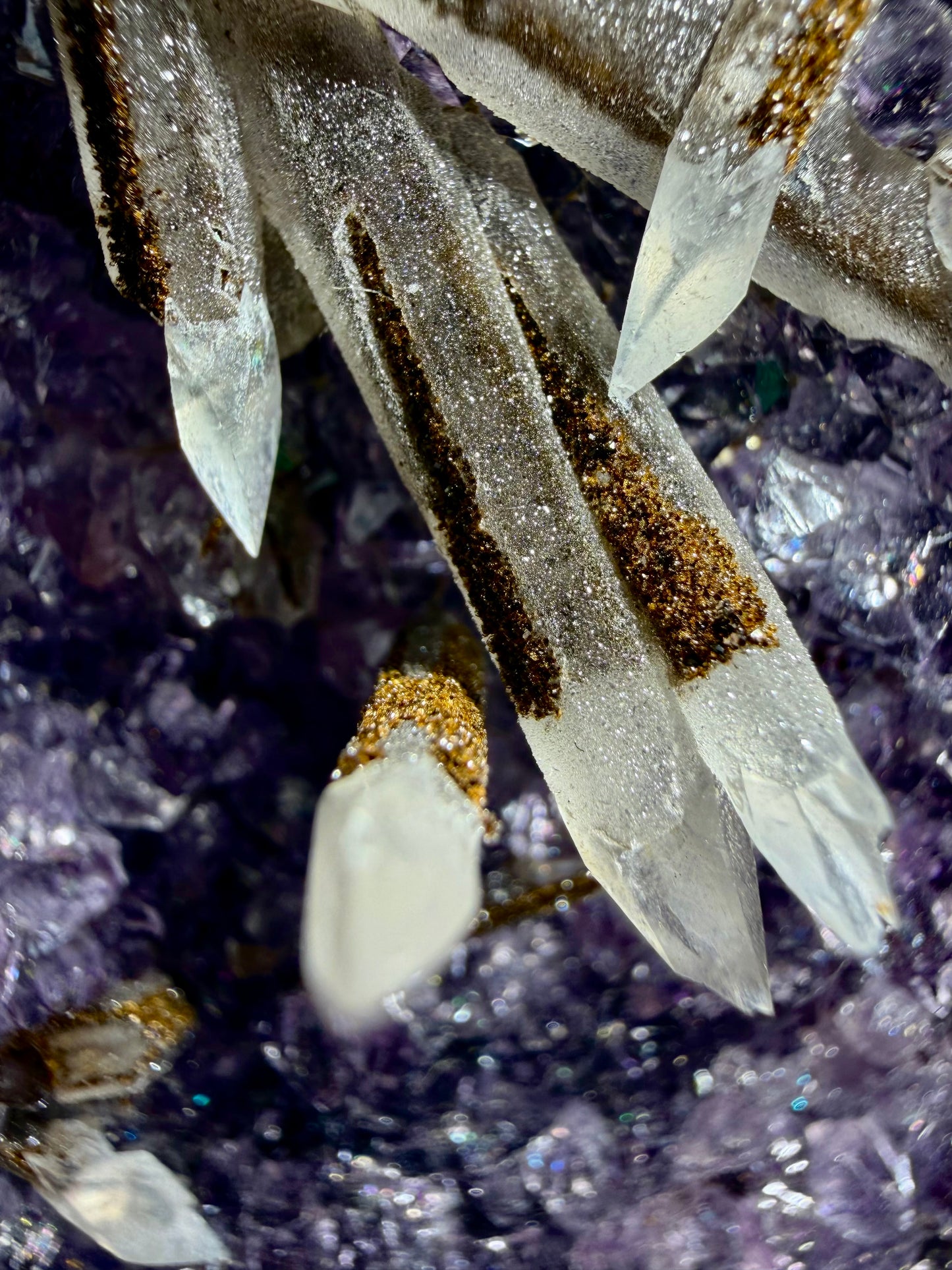 Uncommon Druzy Pencil Calcites on Amethyst- Uruguay | River Walkers Minerals