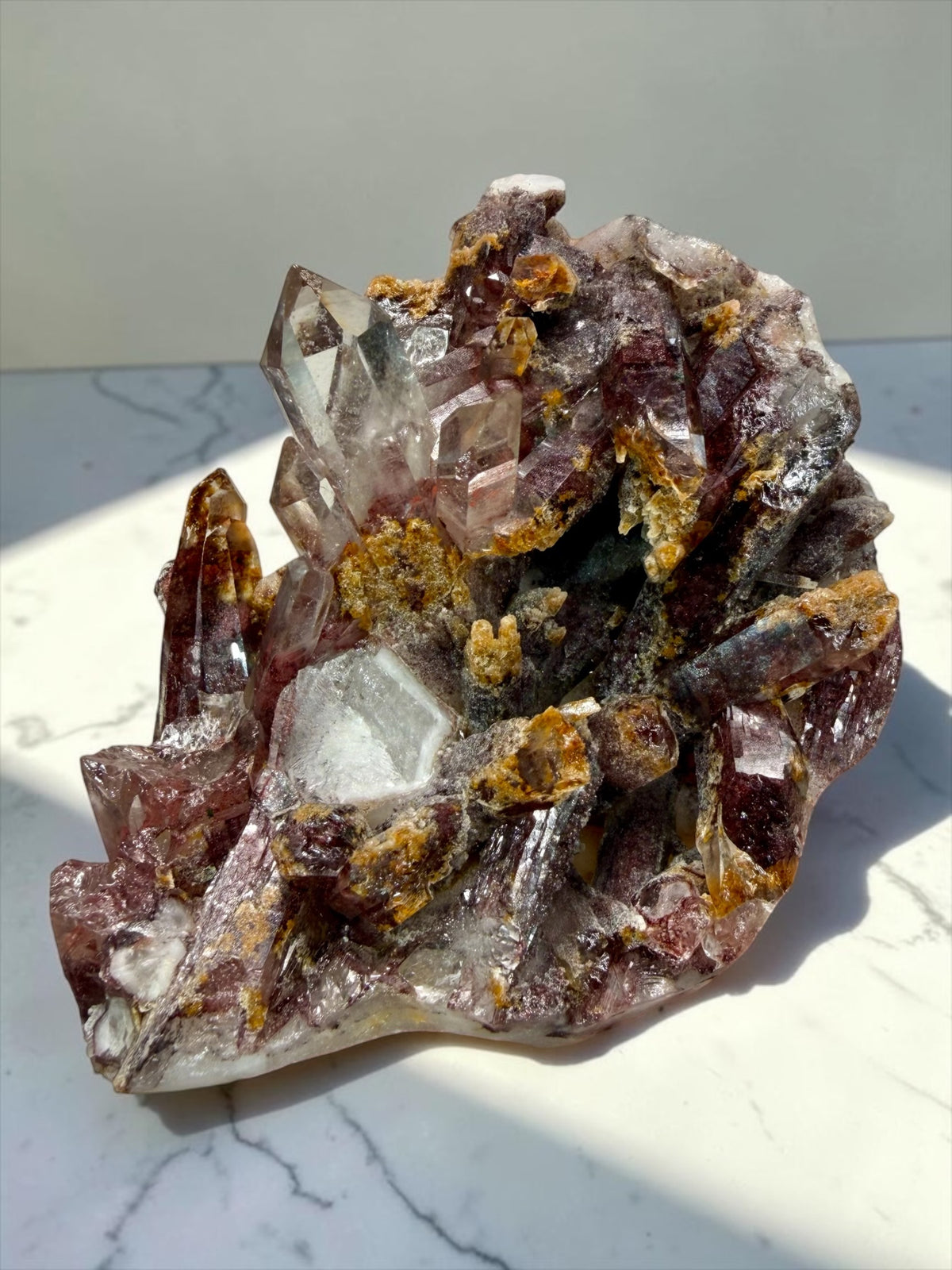 Blood-Red Hematite “Sunset” Phantom Quartz, Goethite, Chlorite- India | River Walkers Minerals