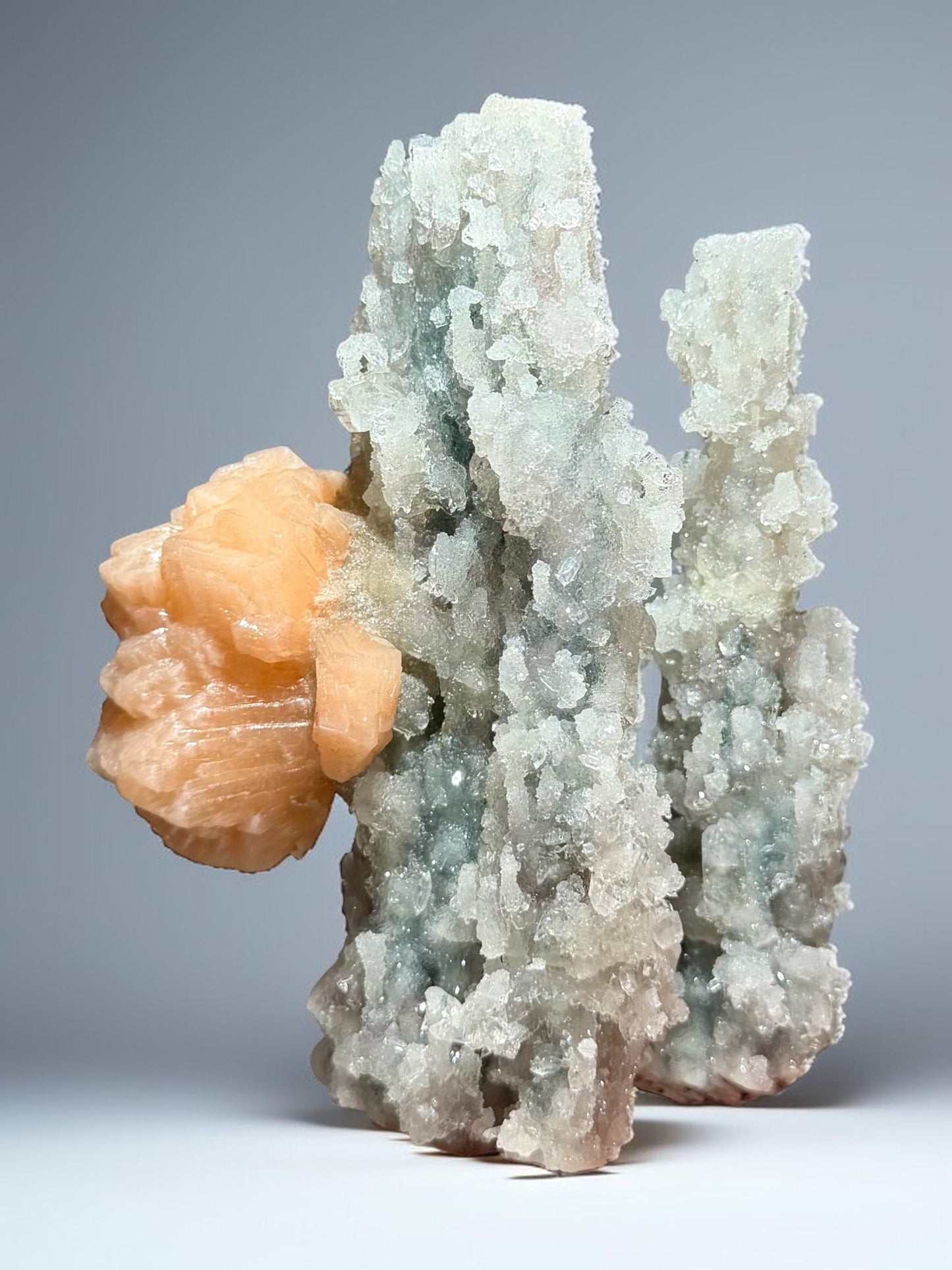 Chalcedony Stalactite Cluster with Stilbite Fan & Apophyllite- India | River Walkers Minerals