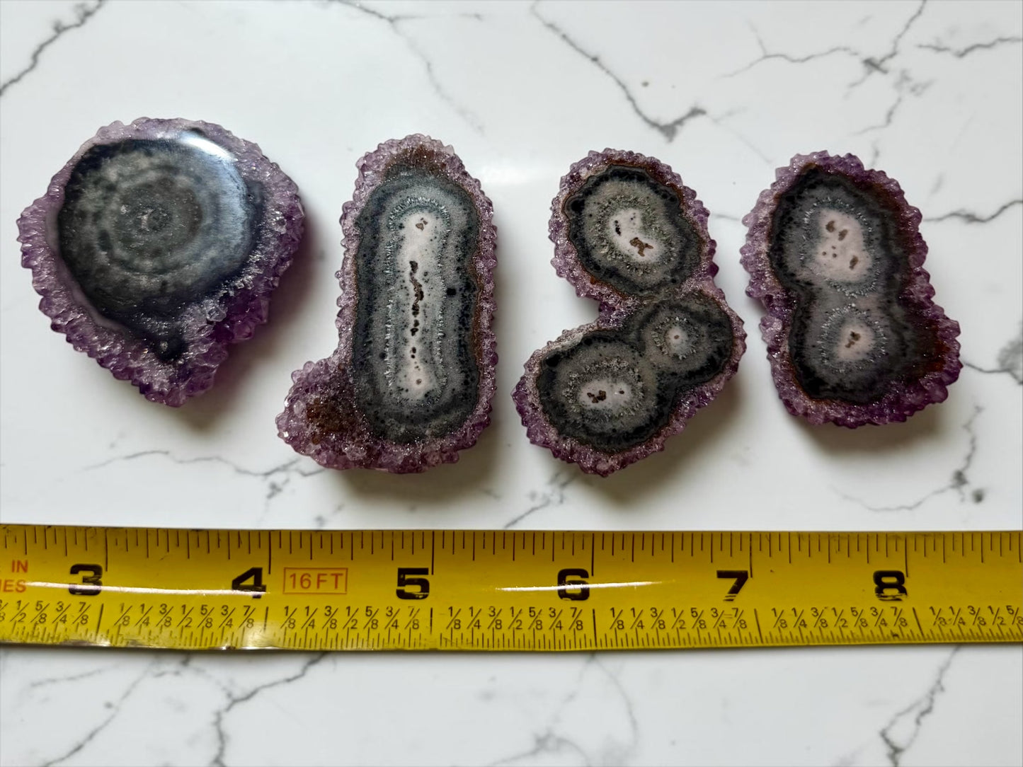 Amethyst Stalactite Slice Collector’s Set – 4 One-of-a-Kind Polished Specimens - Brazil | River Walkers Minerals