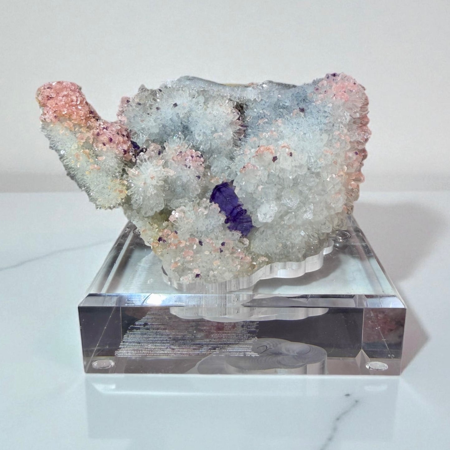 The Wutong Collection: Rhodochrosite With Fluorite & Quartz
