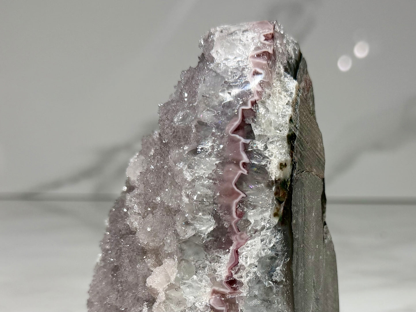 Pink Layered Druzy Quartz Cutbase- Uruguay | River Walkers Minerals