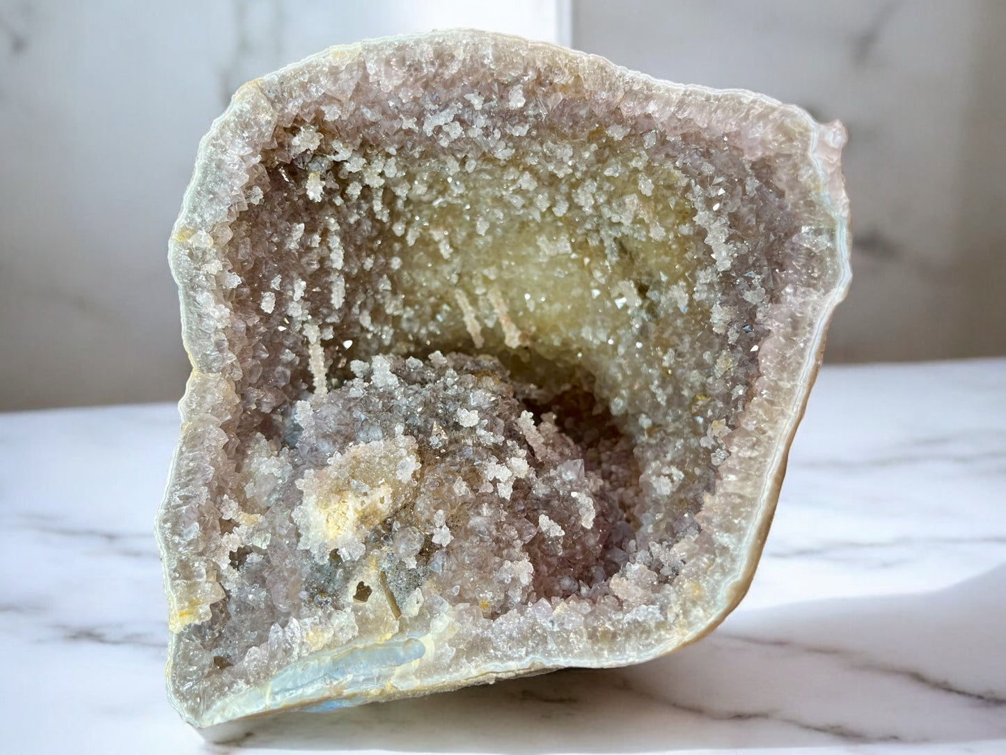 Large Amethyst x Quartz Stalactite Geode with UV Calcite