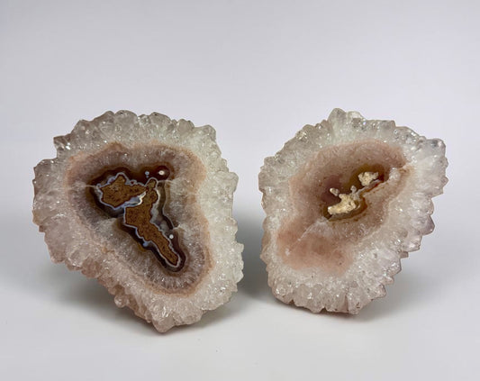 Matching Pair Of Peach Stalactite Slices